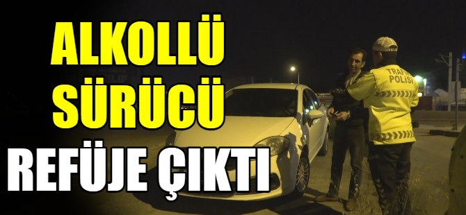 Alkollü sürücü refüje çıktı