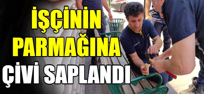 İşçinin eline çivi saplandı