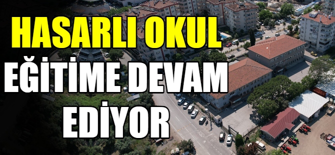 Hasarlı okulda eğitim devam ediyor