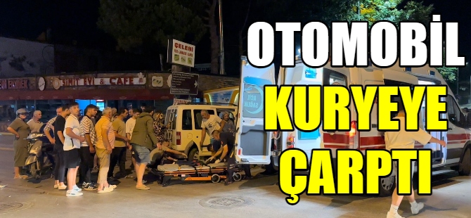 Otomobil kuryeye çarptı