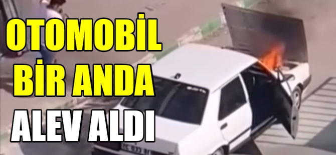 Otomobil seyir halinde alev aldı