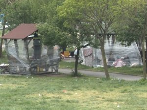 Deprem korkusuyla parkta uyudular