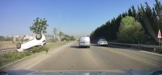 Takla atan araçta burunları bile kanamadı