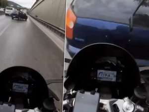 Bursa'da motosiklet sürücüsünün ölümden döndüğü kaza kask kamerasında