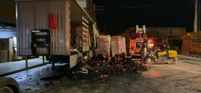 Kömür yüklü tır alev alev yandı