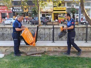Gemlik’te izinsiz afişlere zabıta müdahalesi