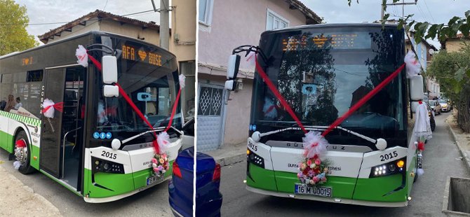 Bursa'da otobüs gelin arabası gibi süslendi