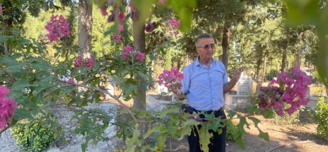 Bursalı öğretmen oğlunun mezarlığını çiçek bahçesine dönüştürdü