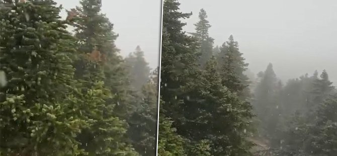 Uludağ'da ilk kar yağışı böyle görüntülendi