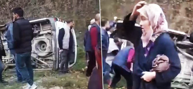 Bursa'da yolcu minibüsü devrildi! Çok sayıda yaralı var
