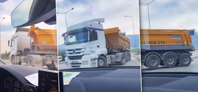 Bursa'da ters şeritteki kamyon 'pes' dedirtti