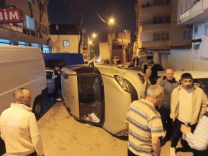 Bursa'da mahalle arasında yan yattı! 1 yaralı