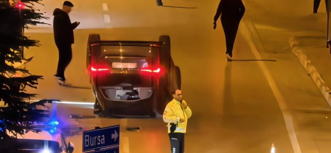 Bursa'da kaza yapan araç takla attı! 2 yaralı