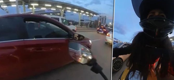 Bursa'da kadın sürücüler kavgası kask kamerasında