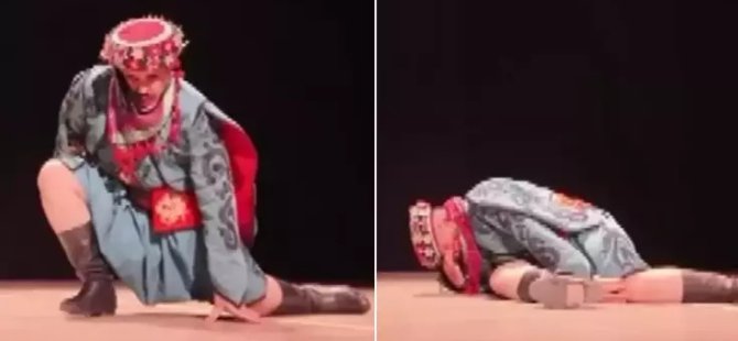 Zeybek oynayan dansçının zor anları!