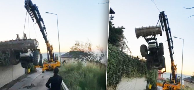 Bursa'da halat koptu, kepçe düştü