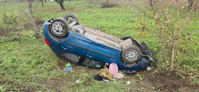 Bursa'da otomobil tarlaya uçtu: 2 yaralı
