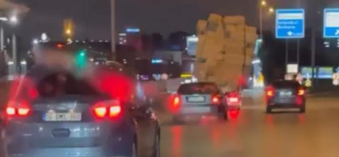 Bursa'da tehlikeli taşımacılık kamerada