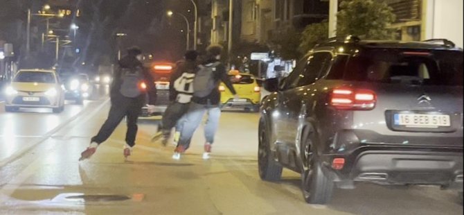 Bursa’da patenli gençlerin tehlikeli yolculuğu