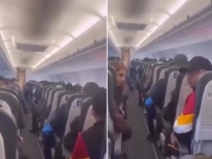 Uçakta büyük panik! Kabus gibi anlar