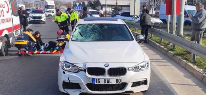Bursa'da otomobilin çarptığı yaya hastanelik oldu