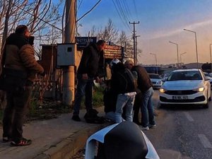 Bursa'da iki motosiklet çarpıştı! Kaza kask kamerasında