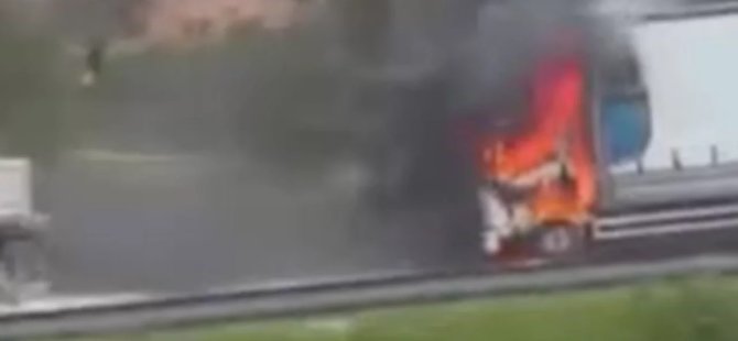 Bursa'da seyir halindeki kamyon küle döndü!