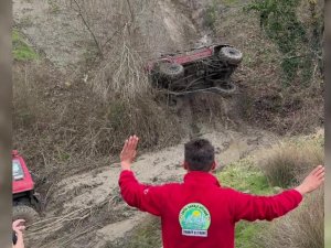 Bursa'da Off-Road yarışında takla attı