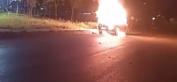 Bursa'da otomobil alevlere teslim oldu