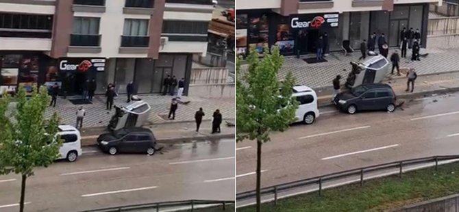 Bursa'da kontrolden çıkan otomobil takla attı