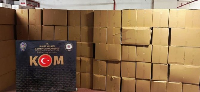 Bursa'da 3 milyonluk makaron baskını