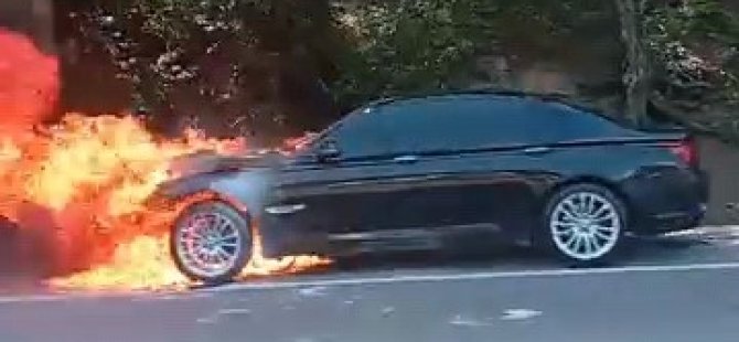 Bursa'da seyir halindeki araç alev aldı