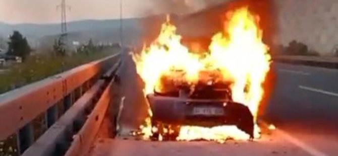 Bursa'da seyir halindeki cip alev alev yandı
