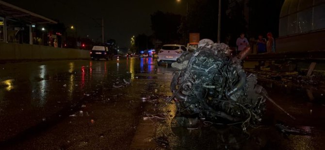 Bursa'da kazada can pazarı! Motoru kopan araçta sıkıştılar