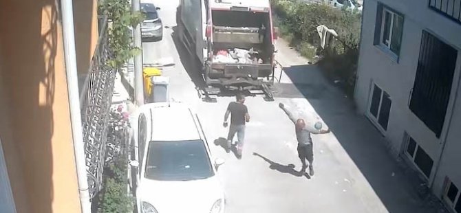 Bursa'da temizlik işçilerinin topla eğlendiği anlar kamerada