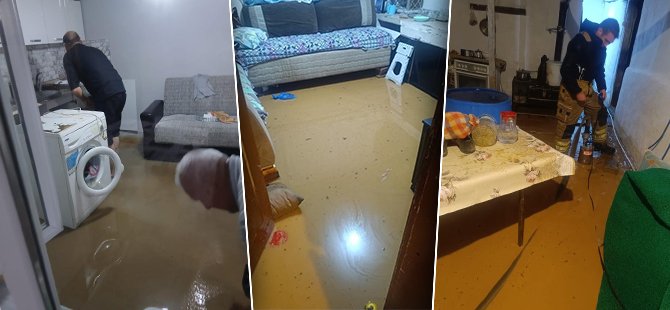 Bursa'da sağanak yağış nedeniyle evleri su bastı