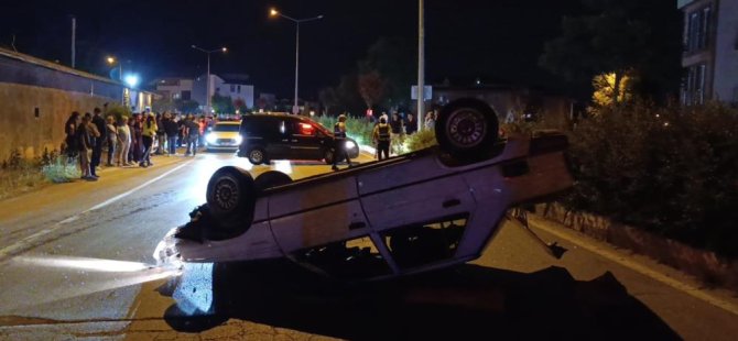 Bursa'da kontrolden çıkan araç takla attı... O anlar kamerada