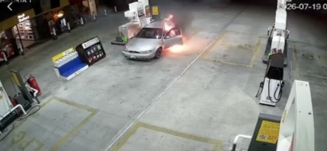 Yakıt alırken araç alev topuna döndü!