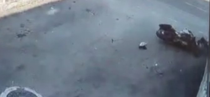 Yaya bir adımla kurtuldu motosikletli can verdi