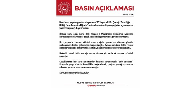 Bakanlıktan 15 yaşındaki çocuğa istismar iddiasına müdahale