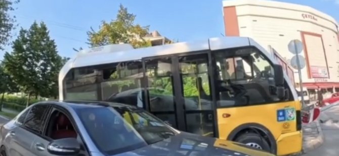 Seyir halindeki halk otobüsü direğe çarptı