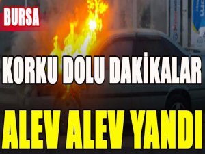 Park halindeki araç alev alev yandı