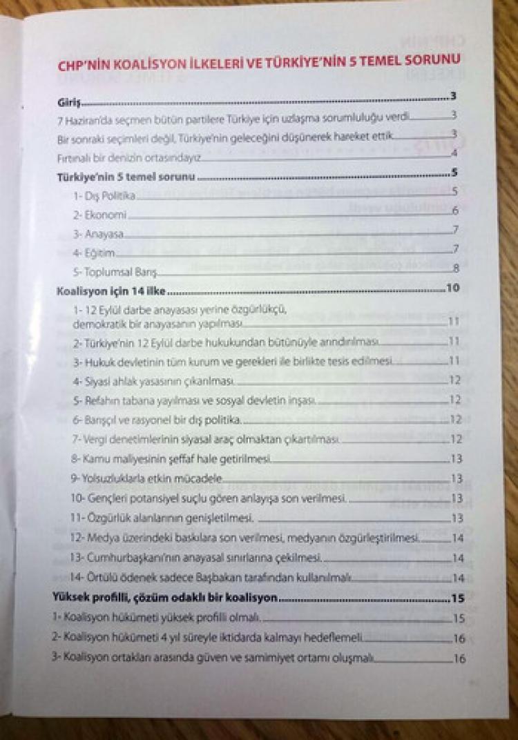CHP, koalisyon ilkelerini içeren broşür hazırladı