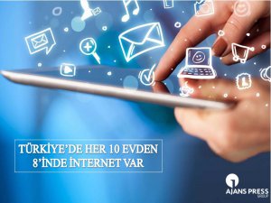 Türkiye'de her 10 evden 8'inde internet var