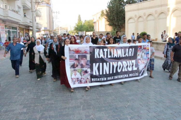 Nusaybin'de 'Katliamları kınıyoruz' yürüyüşü düzenlendi