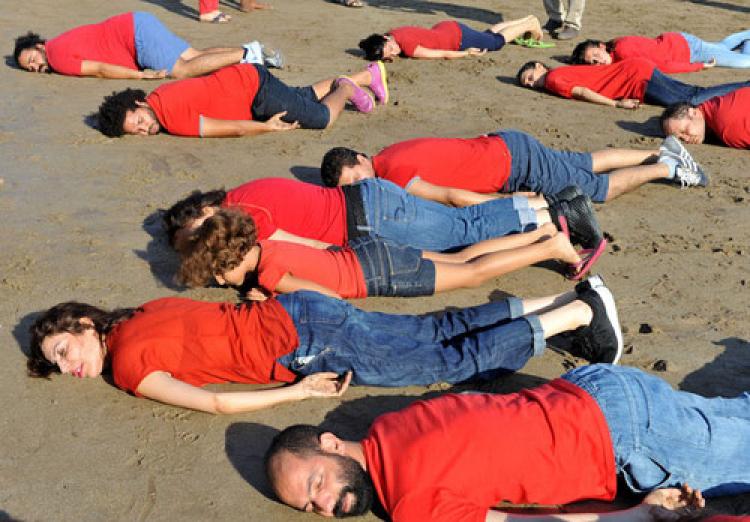 Rabat Plajı'nda Aylan için eylem