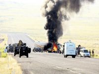 PKK beton mikserini ateşe verdi