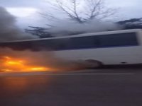 Yolcu dolu otobüs, alev alev yandı