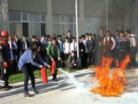 Okulda  yangın tatbikatı