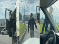TIR'ı yol ortasında durdurup tehditler savurdu